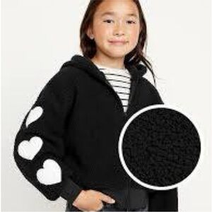 Old Navy Black and White Heart Hoodie Sweatshirt